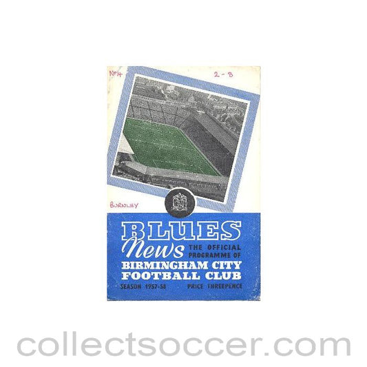 1958 - Birmingham City v Burnley official programme 18/01/1958