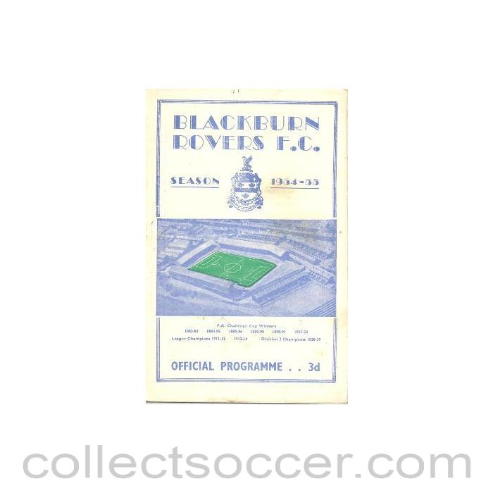 1955 - Blackburn Rovers v Bury official programme 30/04/1955