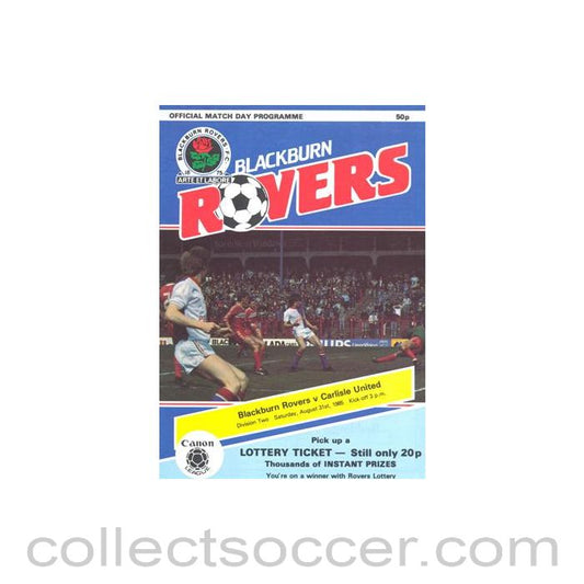 1985 - Blackburn Rovers v Carlisle United official programme 31/08/1985 Canon League
