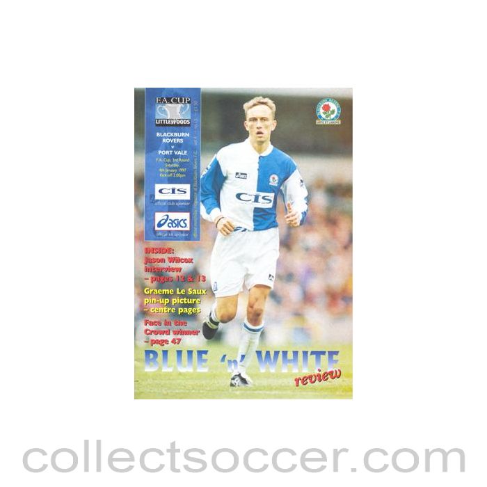 1997 - Blackburn Rovers v Port Vale official programme 04/01/1997 F.A. Cup