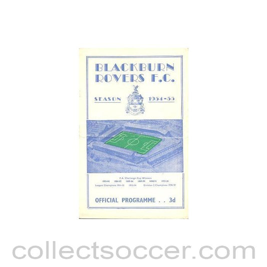 1954 - Blackburn Rovers v Rotherham United official programme 23/10/1954