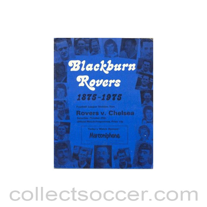 1975 - Blackburn Rovers vChelsea official programme 25/10/1975