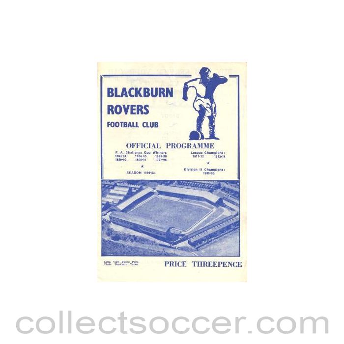 1952 - Blackburn Rovers v Huddersfield Town official programme 27/09/1952