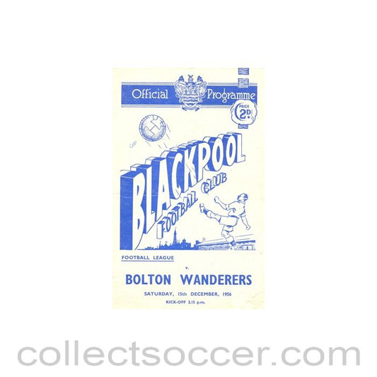 1956 - Blackpool v Bolton Wanderers official programme 15/12/1956