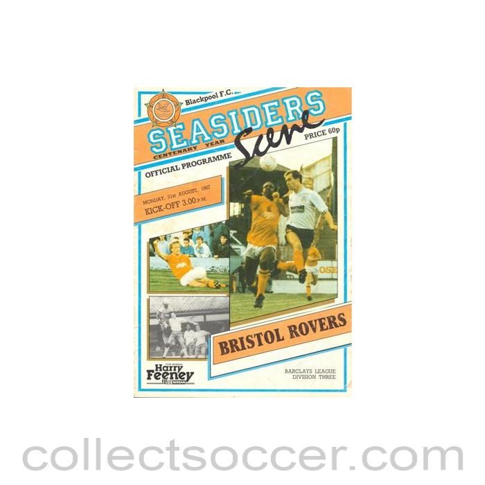 1987 - Blackpool v Bristol Rovers official programme 31/08/1987 Football League