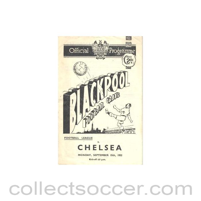 1952 - Blackpool v Chelsea official football programme 15/09/1952