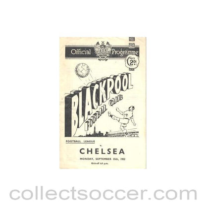 1952 - Blackpool v Chelsea official football programme 15/09/1952