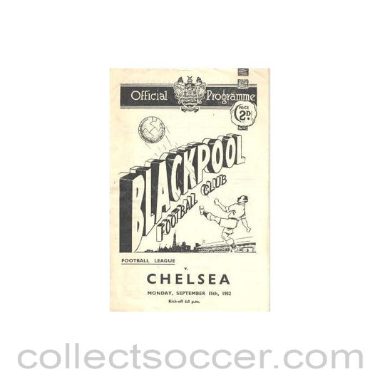 1952 - Blackpool v Chelsea official football programme 15/09/1952