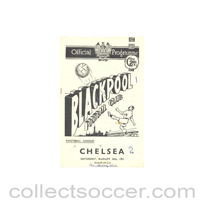 1951 - Blackpool vChelsea official programme 18/08/1951