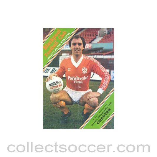 1982 - Blackpool v Chester official programme 14/09/1982 Milk Cup