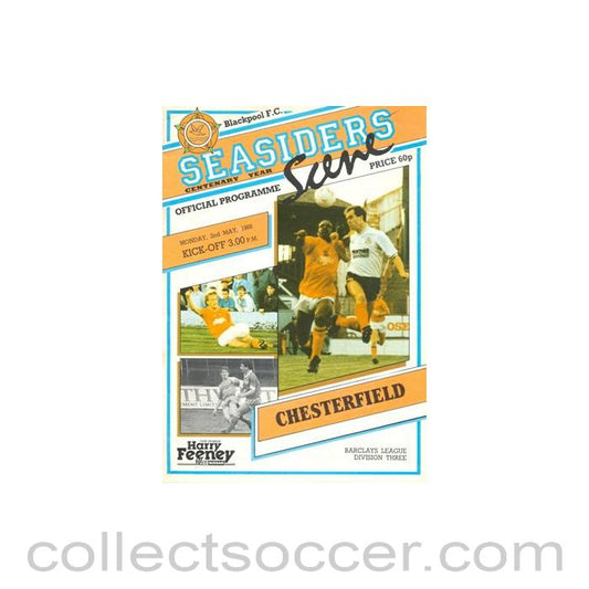 1988 - Blackpool v Chesterfield official programme 02/05/1988 Football League