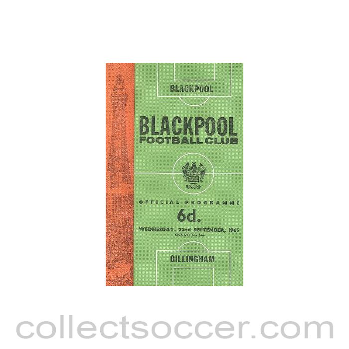 1965 - Blackpool v Gillingham official programme 22/09/1965