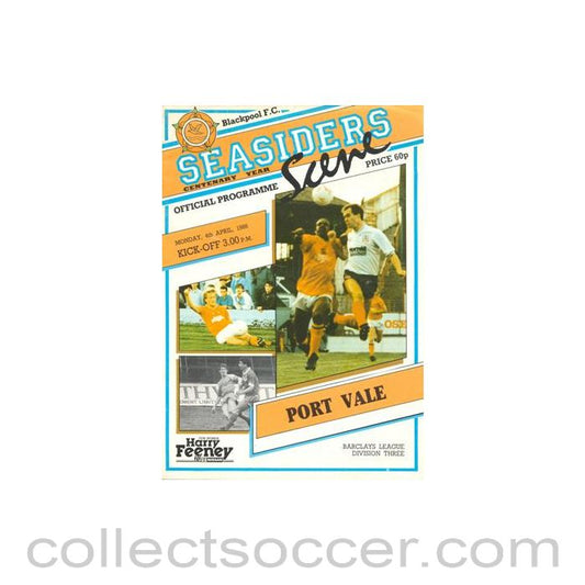 1988 - Blackpool v Port Vale official programme 04/04/1988 Football League