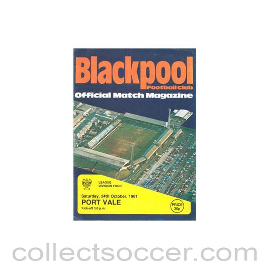 1981 - Blackpool v Port Vale official programme 24/10/1981 Football League