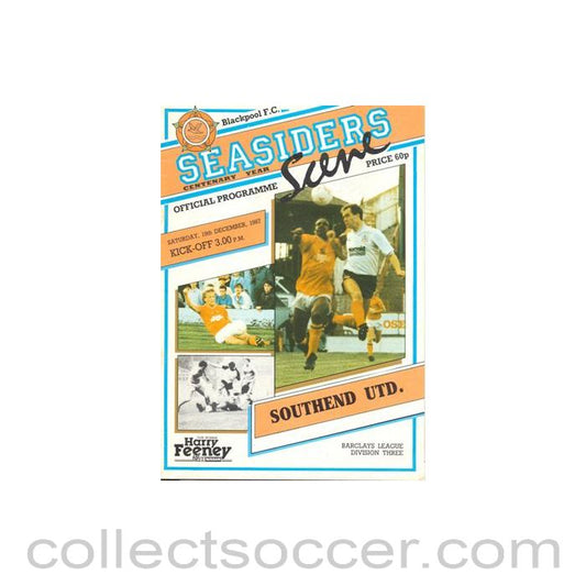 1987 - Blackpool v Southend United official programme 19/12/1987 Football League