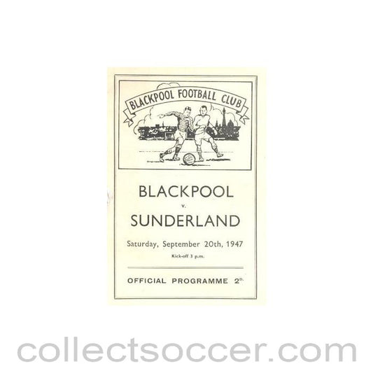 1947 - Blackpool v Sunderland official programme 20/09/1947