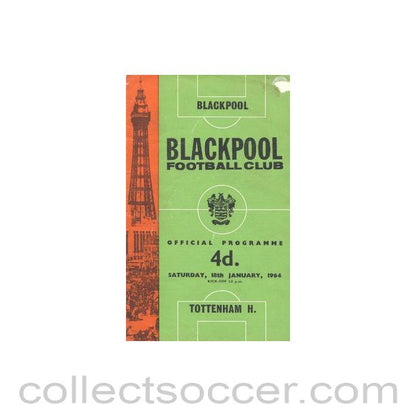 1964 - Blackpool v Tottenham Hotspur official programme 18/01/1964