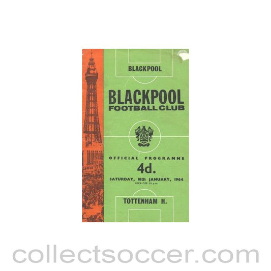 1964 - Blackpool v Tottenham Hotspur official programme 18/01/1964