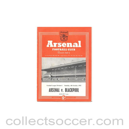 1952 - Arsenal v Blackpool official programme 04/10/1952