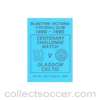 1990 - Blantyre Victoria v Glasgow Celtic official programme 26/08/1990