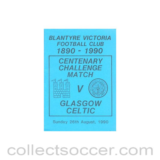1990 - Blantyre Victoria v Glasgow Celtic official programme 26/08/1990