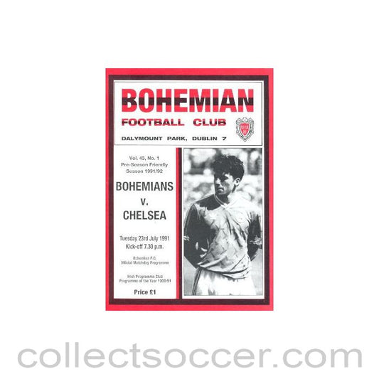 1991 - Bohemians vChelsea official programme 23/07/1991