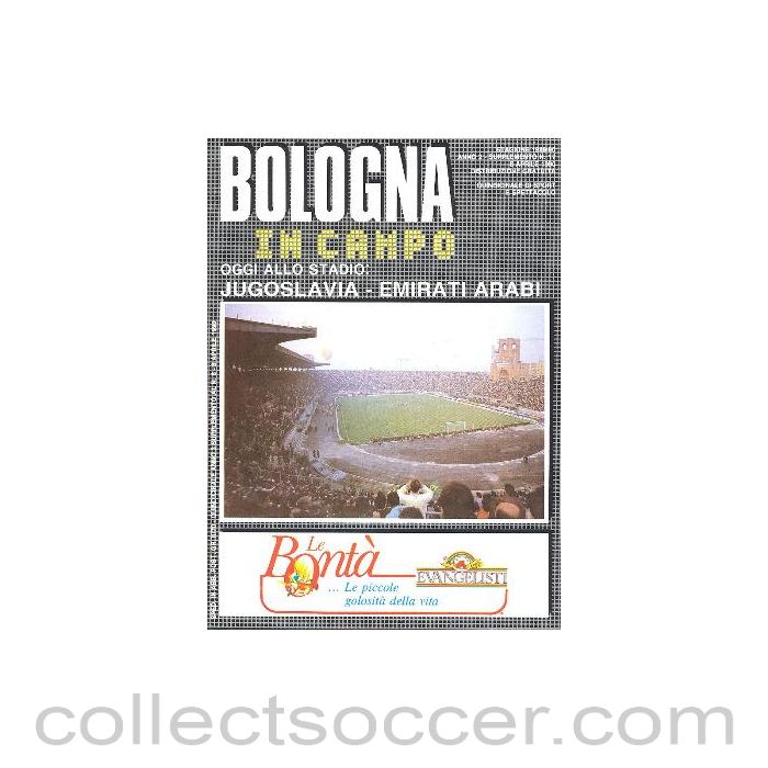 1990 World Cup Bologna Produced Programme covers Yugoslavia v United Arab Emirates
