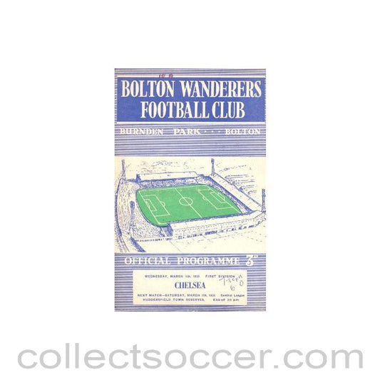 1959 - Bolton Wanderers vChelsea official programme 04/03/1959,