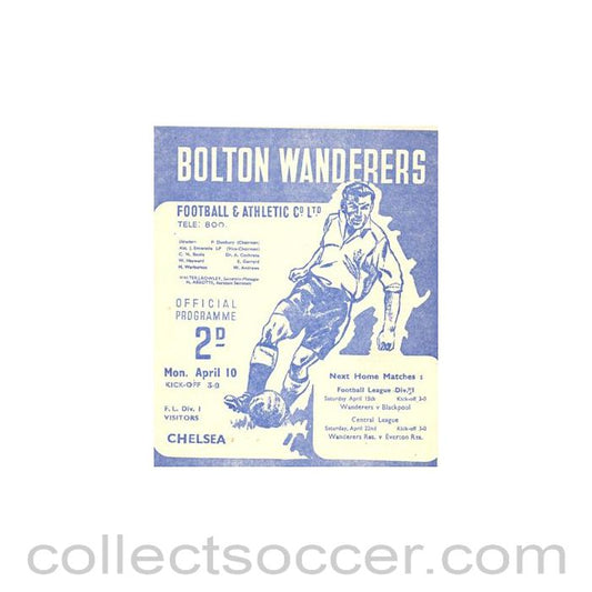 1950 - Bolton Wanderers vChelsea official programme 10/04/1950