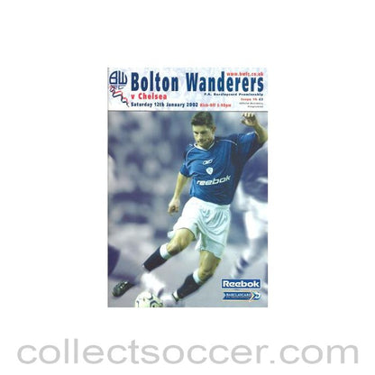 2002 - Bolton Wanderers vChelsea official programme 12/01/2002