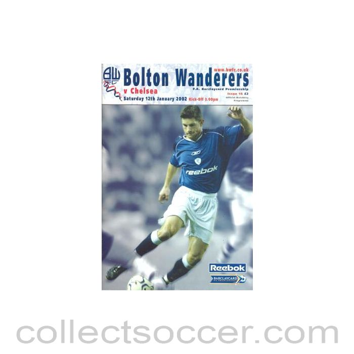 2002 - Bolton Wanderers vChelsea official programme 12/01/2002