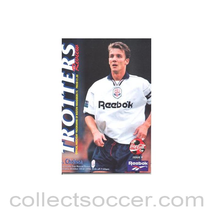 1996 - Bolton Wanderers vChelsea official programme 22/10/1996 Coca Cola Cup