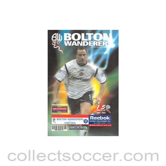 2002 - Bolton Wanderers v Chelsea official programme 23/11/2002 Premier League