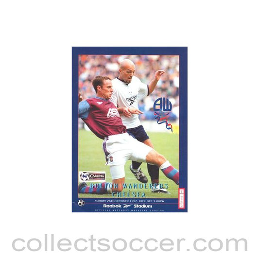 1997 - Bolton Wanderers v Chelsea official programme 26/10/1997 Premier League