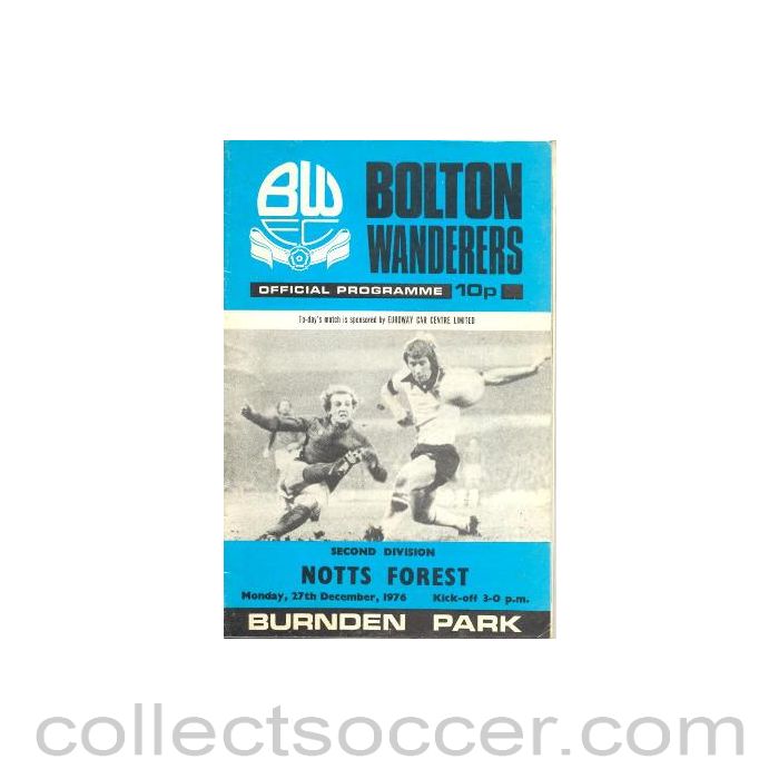 1976 - Bolton Wanderers v Nottingham Forest official programme 27/12/1976 Football League