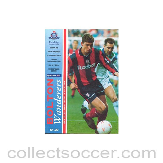 1993 - Bolton Wanderers v Peterborough United official programme 02/11/1993 Football League