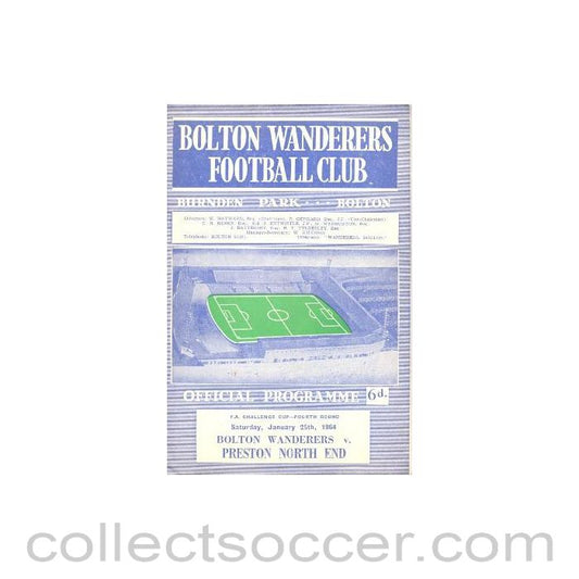 1964 - Bolton Wanderers v Preston North End official programme 25/01/1964 F.A. Cup