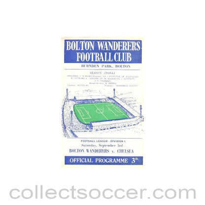 1960 - Bolton Wanderers vChelsea official programme 03/09/1960