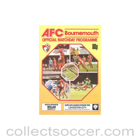 1989 - Bournemouth v Leicester City official programme 27/03/1989 Football League