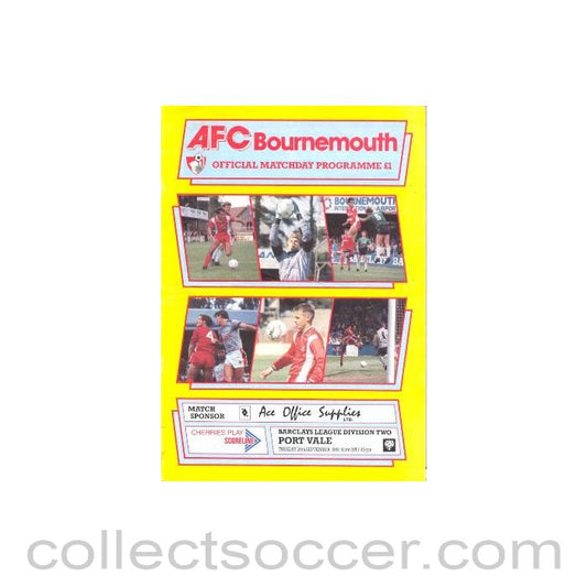 1989 - Bournemouth v Port Vale official programme 26/09/1989 Barclays League
