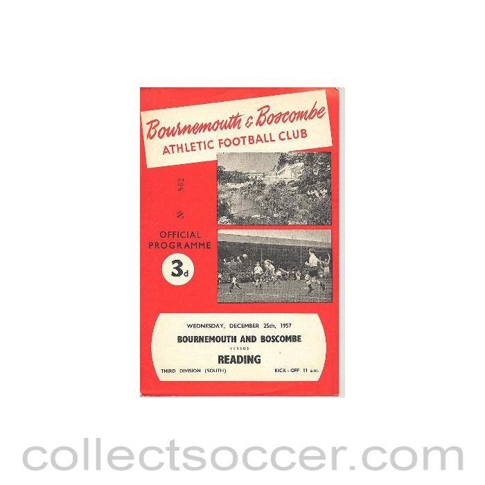 1957 - Bournemouth v Reading official programme 25/12/1957