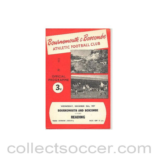 1957 - Bournemouth v Reading official programme 25/12/1957