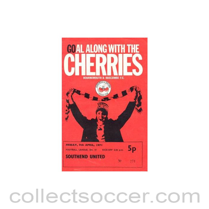 1971 - Bournemouth v Southend United official programme 09/04/1971