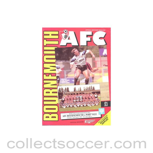 1992 - Bournemouth v Port Vale official programme 22/08/1992 Football League