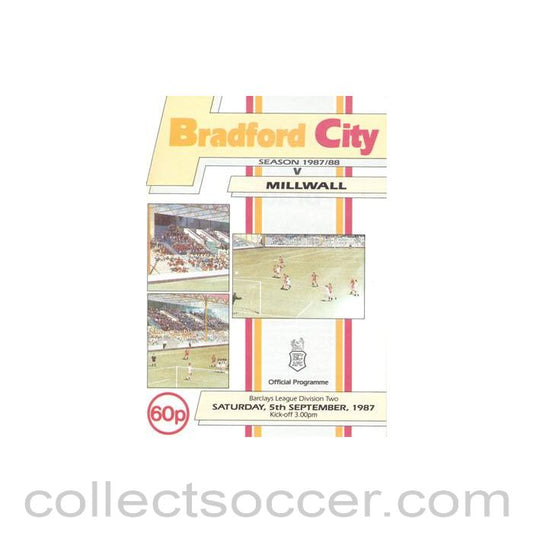 1987 - Bradford City v Millwall official programme 05/09/1987 Football League