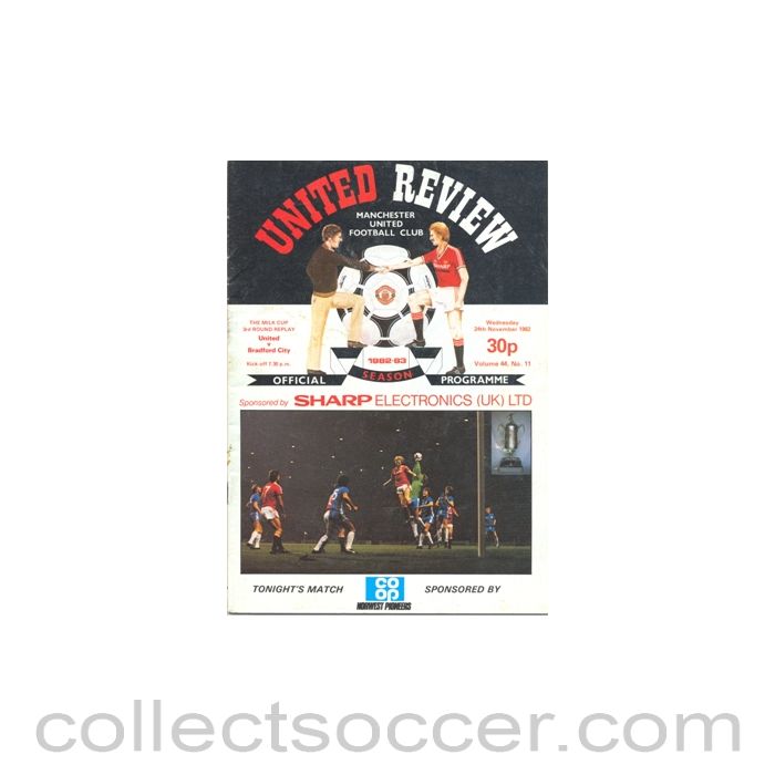 1982 - Manchester United v Bradford City official programme 24/11/1982