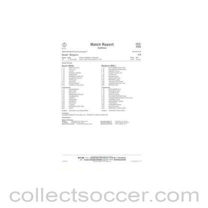 2002 World Cup - Brazil v Belgium 17/06/2002 Match Report & Game Statistics