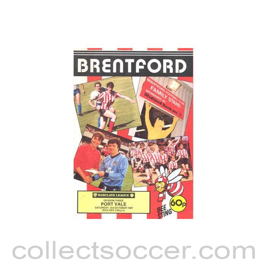 1987 - Brentford v Port Vale official programme 03/10/1987 Football League