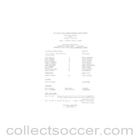 1987 - Brighton & Hove Albion v Chelsea official teamsheet 22/04/1987 Reserves