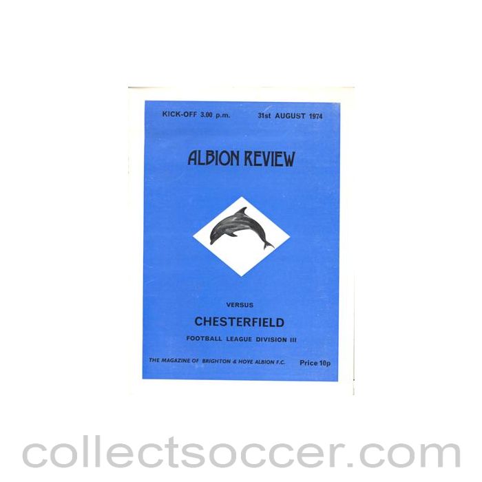 1974 - Brighton & Hove Albion v Chesterfield official programme 31/08/1974 Football League